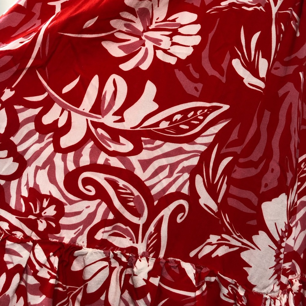 Anthro Abel The Label XL fits SML Floral Strapless Smocked Ruffle Layered Dress - Picture 3 of 8